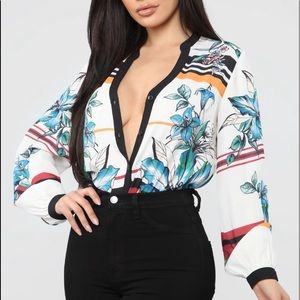Floral print button down shirt